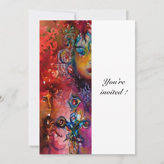 Convites EXCALIBUR , vermelho brilhante, branco (Frente)