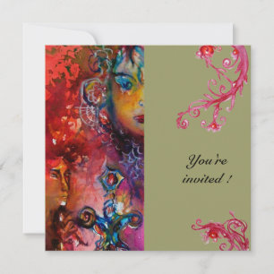 Convites EXCALIBUR , vermelho brilhante, cinza