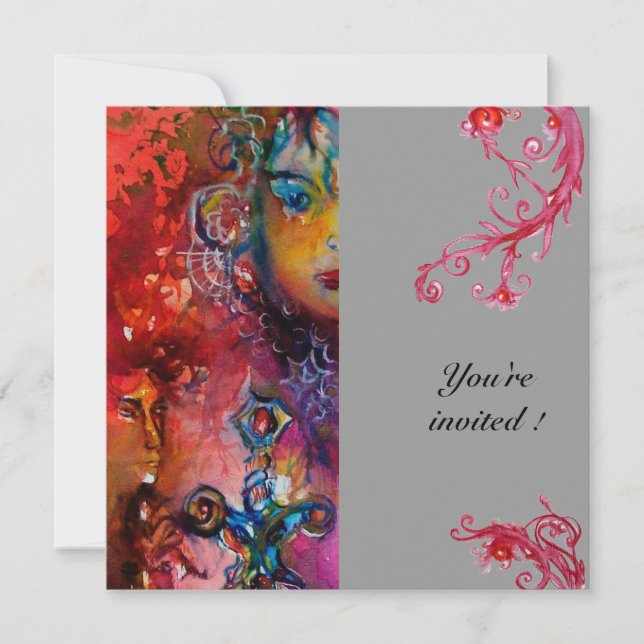 Convites EXCALIBUR , vermelho brilhante ,cinza (Frente)