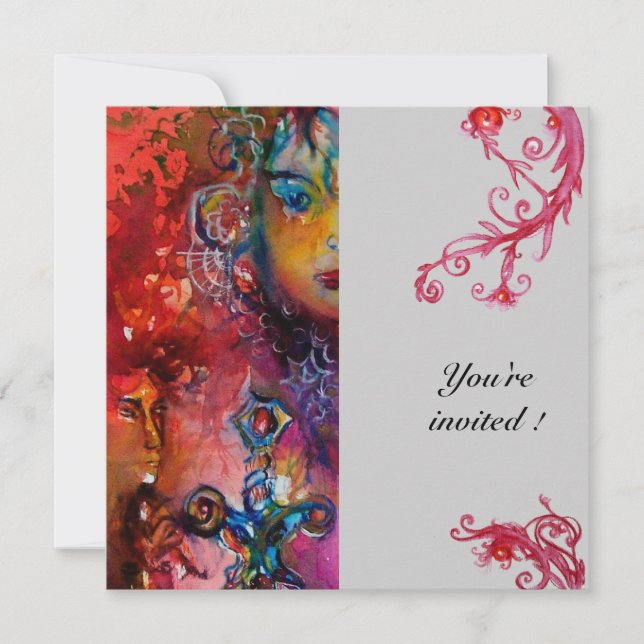 Convites EXCALIBUR , vermelho brilhante, cinza (Frente)