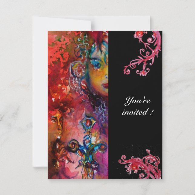 Convites EXCALIBUR , vermelho brilhante, preto (Frente)