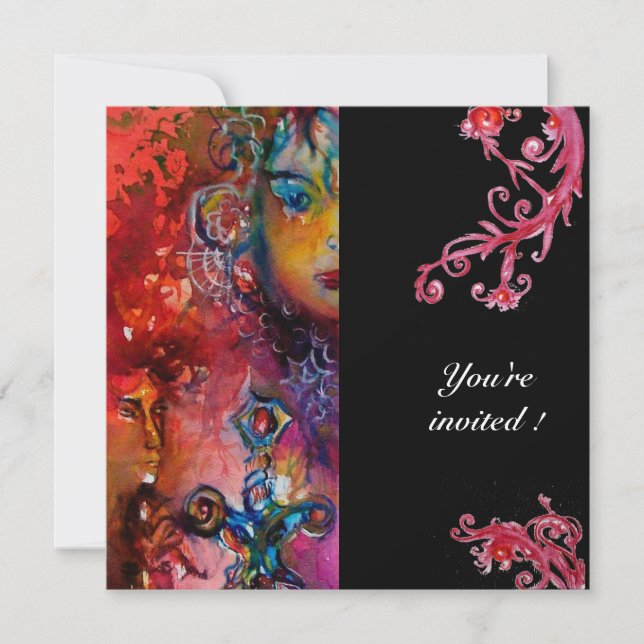 Convites EXCALIBUR , vermelho brilhante, preto (Frente)