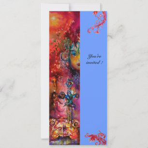 Convites EXCALIBUR , vermelho brilhante, rosa azul