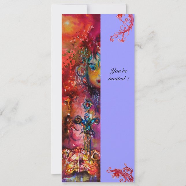 Convites EXCALIBUR , vermelho brilhante, rosa azul (Frente)