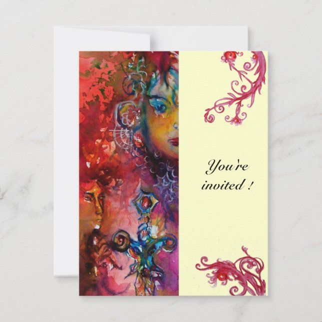 Convites EXCALIBUR , vermelho brilhante, rosa azul amarelo (Frente)