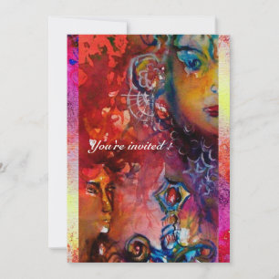 Convites EXCALIBUR , vermelho brilhante , rosa roxo