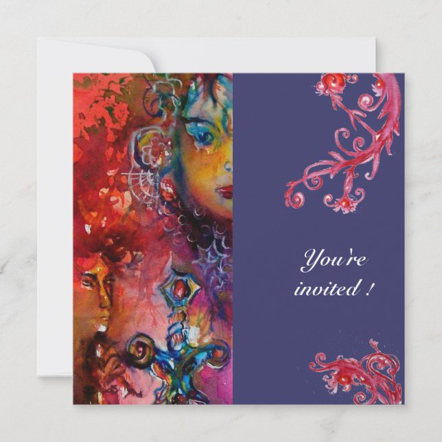 Convites EXCALIBUR , vermelho brilhante, roxo (Frente)