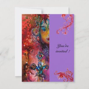 Convites EXCALIBUR, vermelho brilhante, roxo