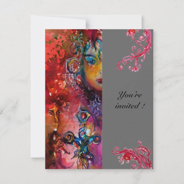 Convites EXCALIBUR, vermelho cinza brilhante (Frente)