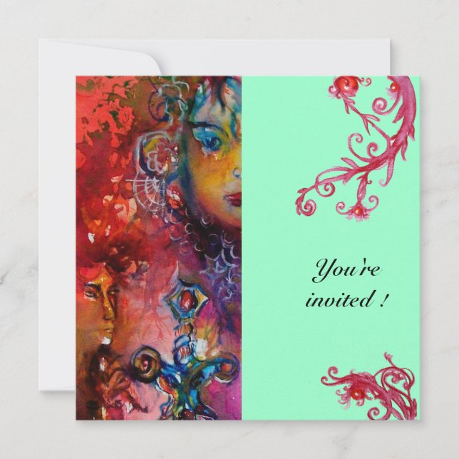 Convites EXCALIBUR, vermelho vivo, azul (Frente)