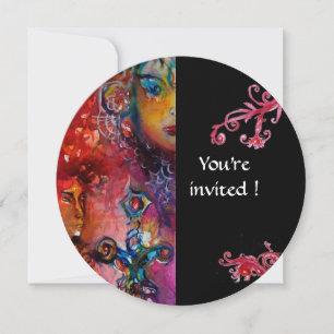 Convites EXCALIBUR, vermelho vivo, preto