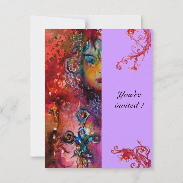 Convites EXCALIBUR, vermelho vivo, roxo (Frente)