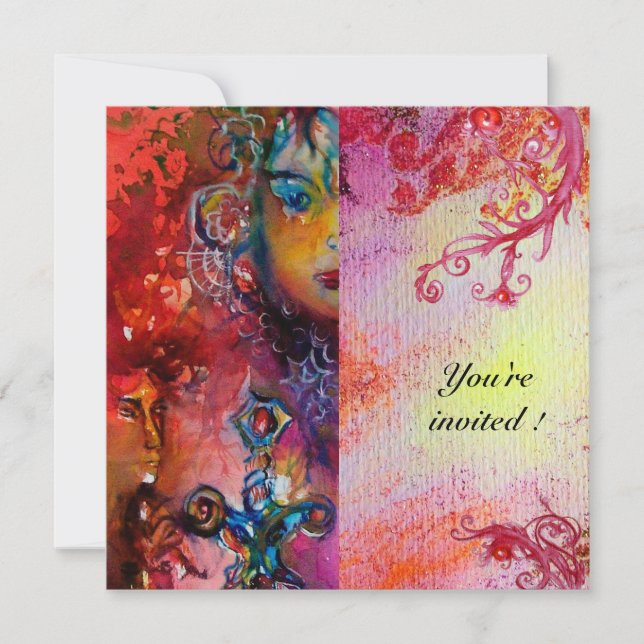 Convites EXCALIBUR, vermelho vivo, roxo rosa (Frente)