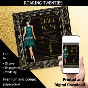 Convites Excelente Art Deco Gatsby Roaring 20 Chá de panela