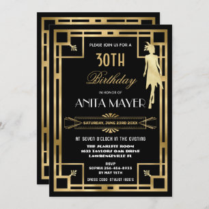 Convites Excelente Art Deco Gatsby Roaring 20s Aniversário 