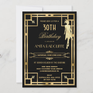 Convites Excelente Art Deco Gatsby Roaring 20s Aniversário 
