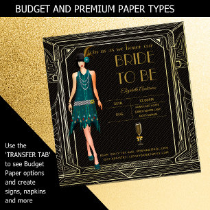 Convites Excelente Art Deco Gatsby Roaring 20s Chá de panel