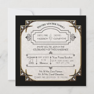 Convites Excelente Art Deco Gatsby Style Typografia n Lace