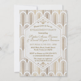 Convites Excelente Art Deco Gatsby White Dourado SWEET 16