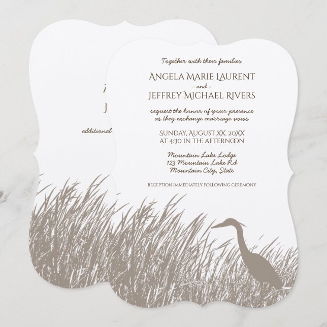 Convites Excelente Blue Heron, silhueta russa casamento (Frente/Verso)