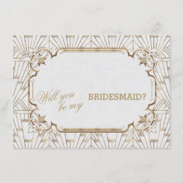 Convites Excelente branco Dourado Gatsby Art Dec Wedesmaid