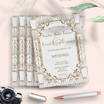 Excelente branco Gatsby Art Deco 1920 Casamento