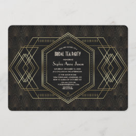 Convites Excelente de Arte Dourada Gatsby Chá de panela Tea