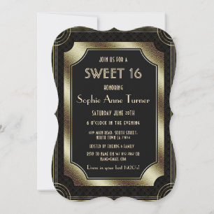 Convites Excelente de luxo Gatsby Art Deco 1920 SWEET 16