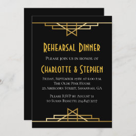 Convites Excelente Deco de Arte Retro Gatsby Casamento Dour