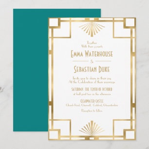 Convites Excelente elegante Gatsby Art Deco Casamento Invit
