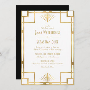 Convites Excelente elegante Gatsby Art Deco Wedding Invita