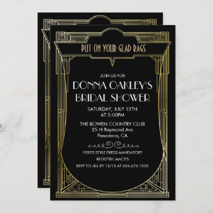 Convites Excelente Gatsby Art Deco Chá de panela