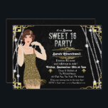 Convites Excelente Gatsby Flapper Sweet 16 Aniversário<br><div class="desc">Celebrar como fizeram nos anos vinte com o nosso convite fabuloso e inspirado no Excelente Gatsby. Quer você esteja planejando uma festa de solteira ou uma festa de aniversário, leve seu evento de volta no tempo para a fabulosa era da Arte Deco e uma vida esbanjada. //BLONDE HAIR OPTION DISPONÍVEL...</div>