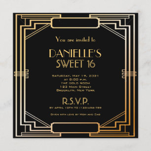 Convites Excelente Gatsby Inspirou Art Deco Sweet 16 Convit