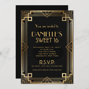 Convites Excelente Gatsby Inspirou Art Deco Sweet 16 Convit