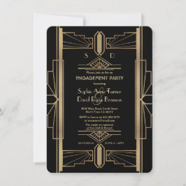 Convites Excelente Glam Roaring 20, Festa de noivado Gatsby