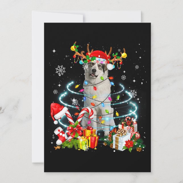 Convites Excelente Pirenéus Reindeer Árvore de Natal Luzes  (Frente)