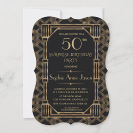 Convites Excelente preto Dourado Charm Gatsby 50ª Festa de