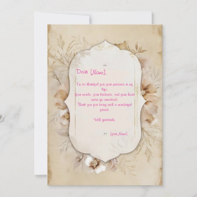 Convites exemplo de mensagem de gratidão (Frente)