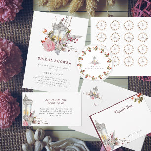 Convites Exemplo de Rosas Florais Russos e Chá de panela La