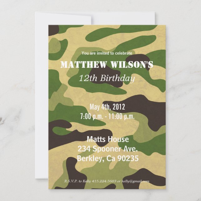 Convites Exército Camoflauge (Frente)