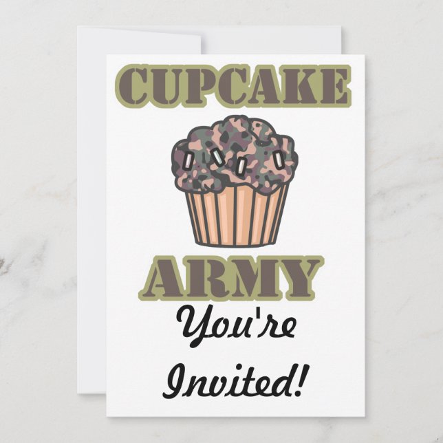Convites Exército de Cupcake (Frente)