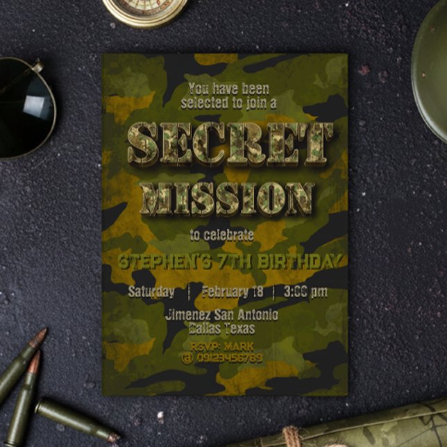 Convites Exército - Militar - Soldado - Garoto Aniversário (Army - Military - Soldier - Boy Birthday Invitation)