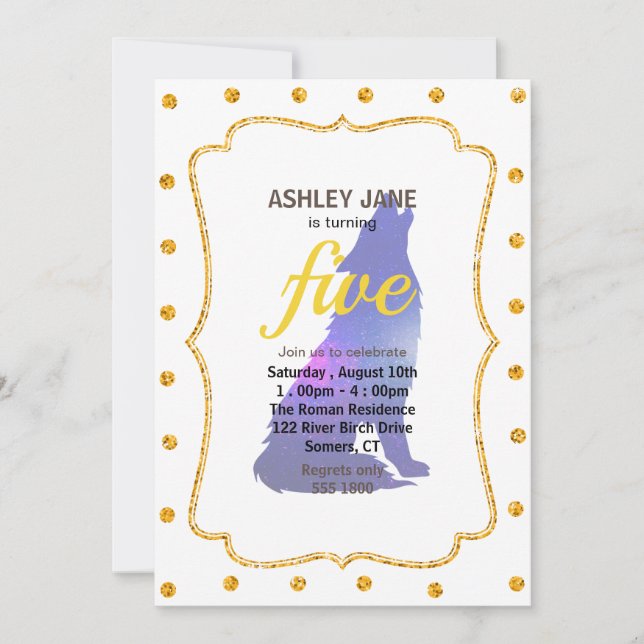 Convites Exibição de Lobo Espacial - Escolher cor de fundo (Frente)