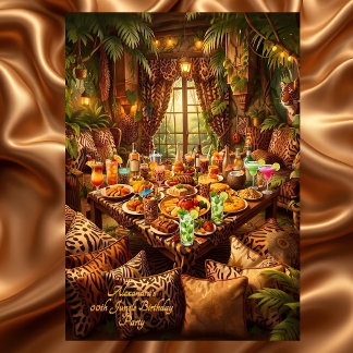 Convites Exotic Birthday Jungle Animal Print Themed Party