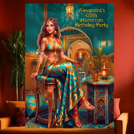 Convites Exotic Birthday Teal Orange Moroccan Themed Party