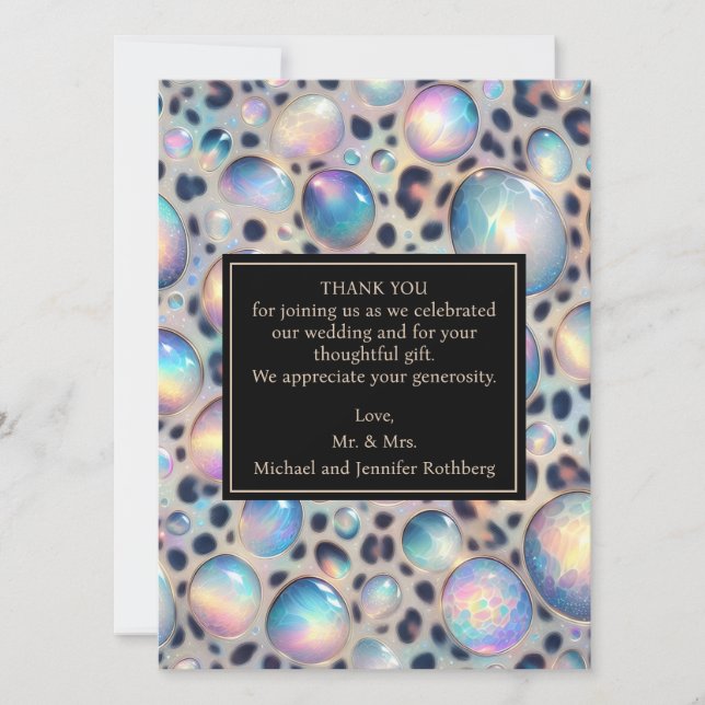 Convites Exotic Posh Wedding Pre-Filled Thank You Cards (Frente)