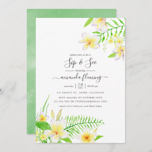 Convites Exotic Watercolor Frangipani Floral Sip e Consulte