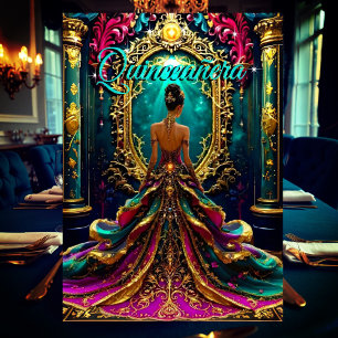 Convites Exótica Quinceanera Aniversário de 15 Anos Turques