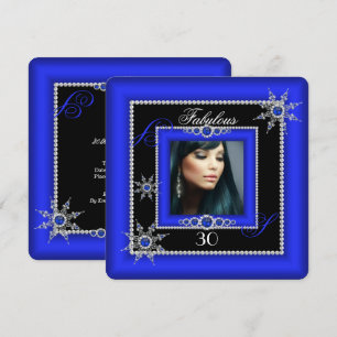 Convites Exótico Fabuloso Real Azul Prateado Floco de Neve 